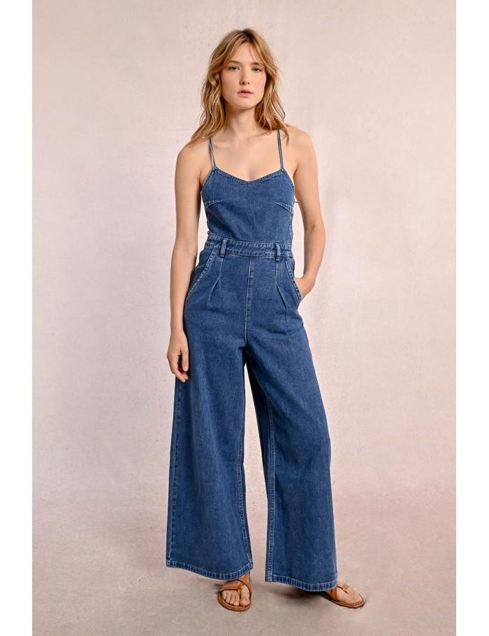 Lili Sidonio X Molly Bracken Combipantalon En Denim à Fines Bretelles DENIM BLUE