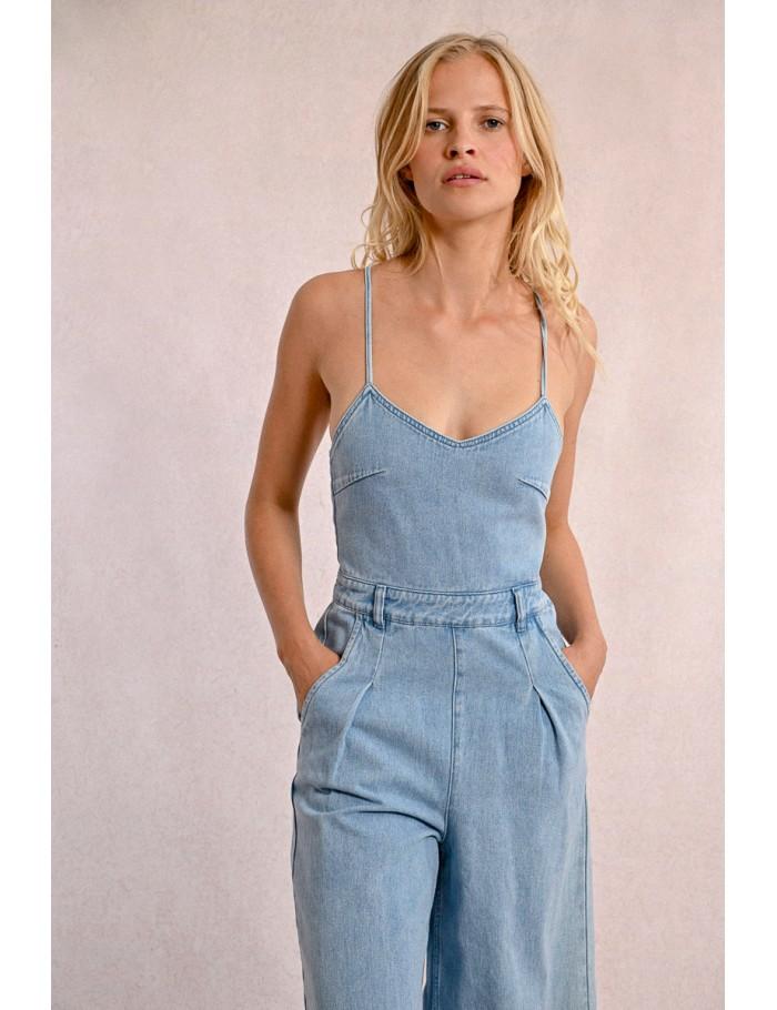 Lili Sidonio X Molly Bracken Combipantalon En Denim à Fines Bretelles DENIM BLUE