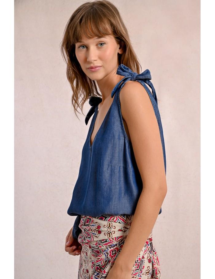 Lili Sidonio X Molly Bracken Débardeur à Nouer Sur Les épaules DENIM BLUE