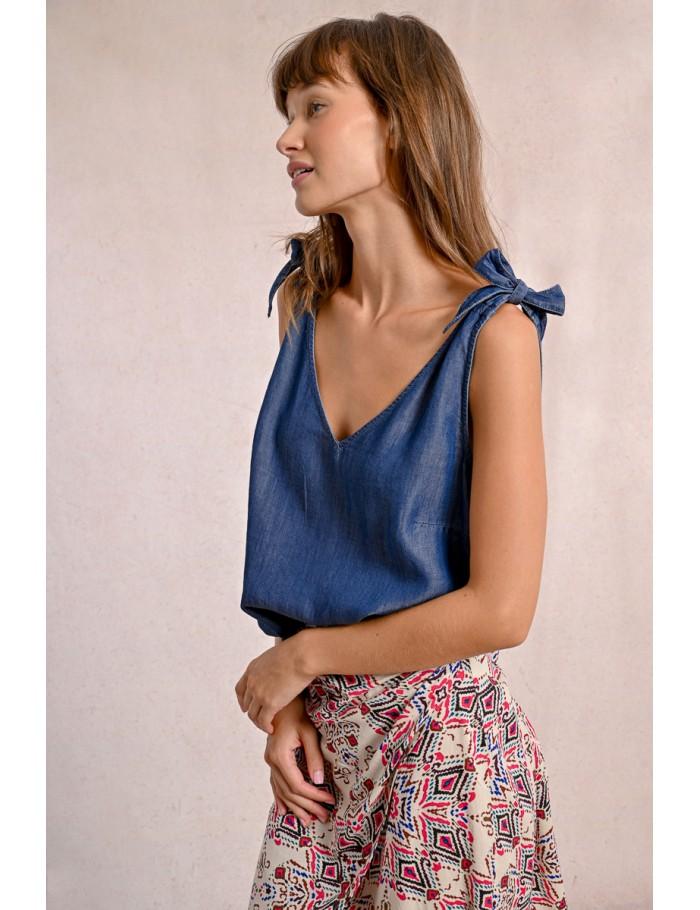 Lili Sidonio X Molly Bracken Débardeur à Nouer Sur Les épaules DENIM BLUE