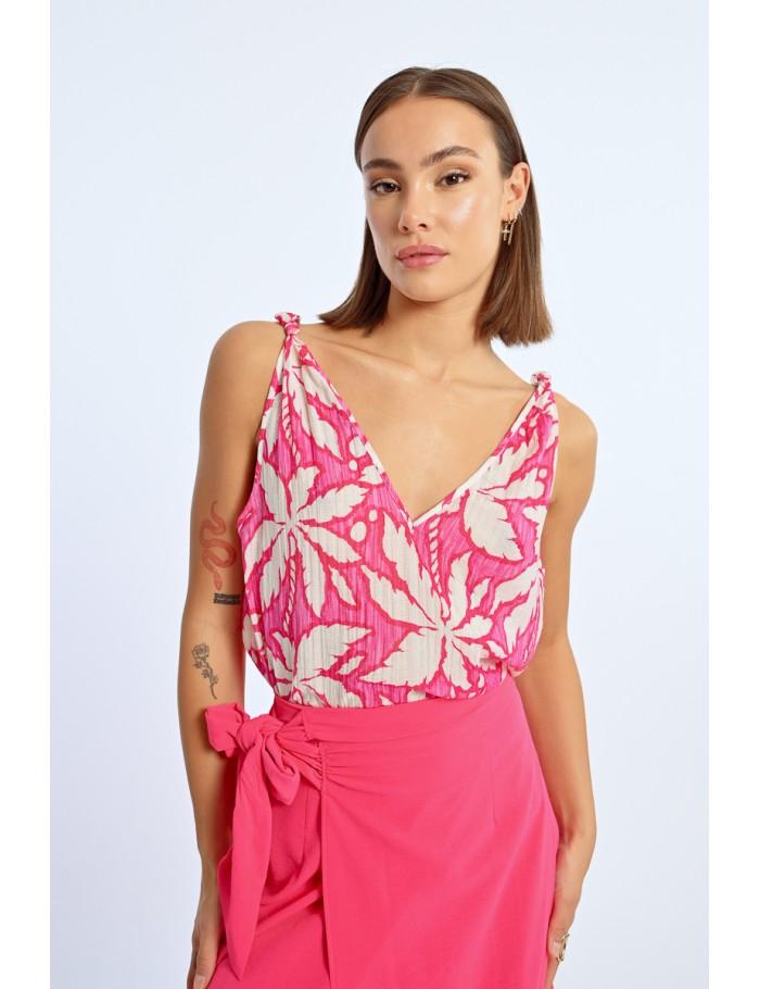 lili sidonio x molly bracken Débardeur aux épaules nouées PINK CARACOL