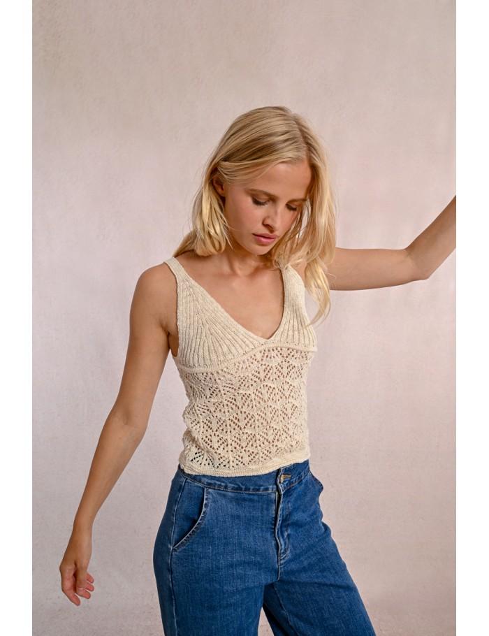 Lili Sidonio X Molly Bracken Débardeur En Maille Ajourée DENIM BLUE