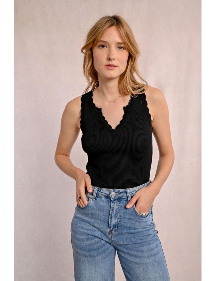 lili sidonio x molly bracken Débardeur en maille BLACK