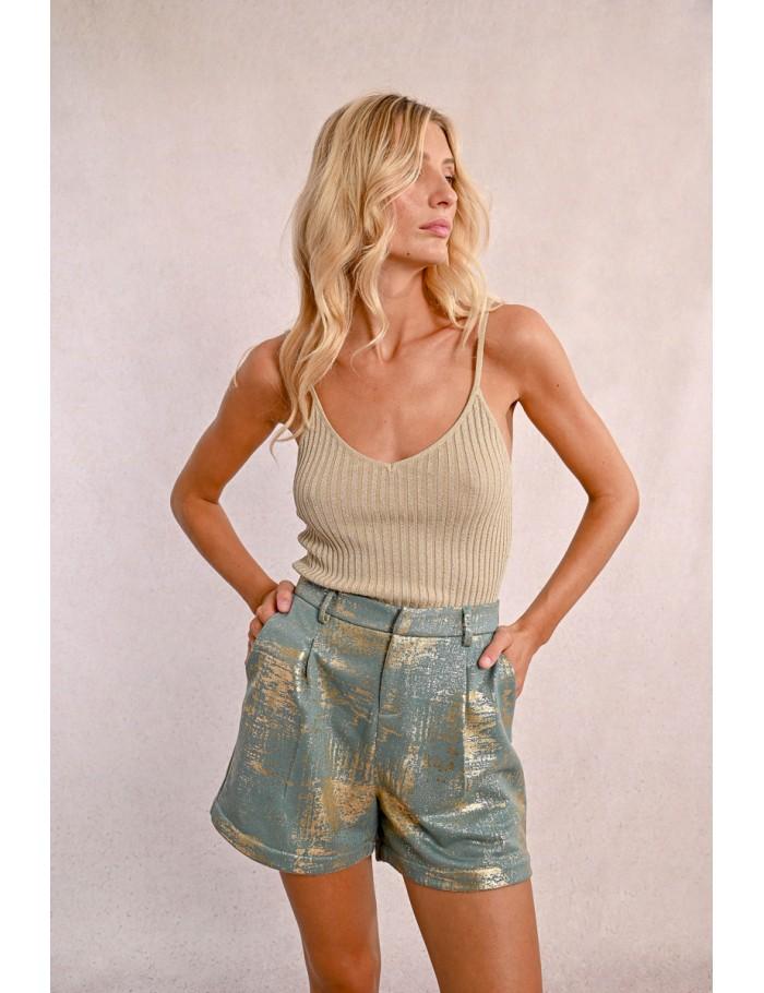 lili sidonio x molly bracken Débardeur en maille irisé BEIGE