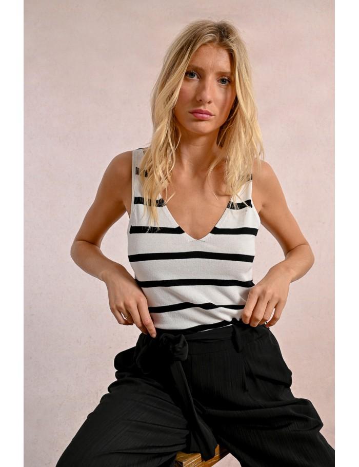Lili Sidonio X Molly Bracken Débardeur Rayé OFFWHITE/BLACK