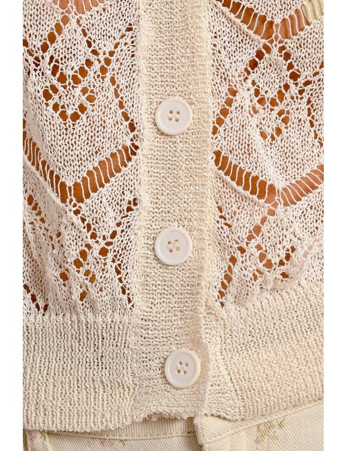 Lili Sidonio X Molly Bracken Gilet Court En Maille WHITE