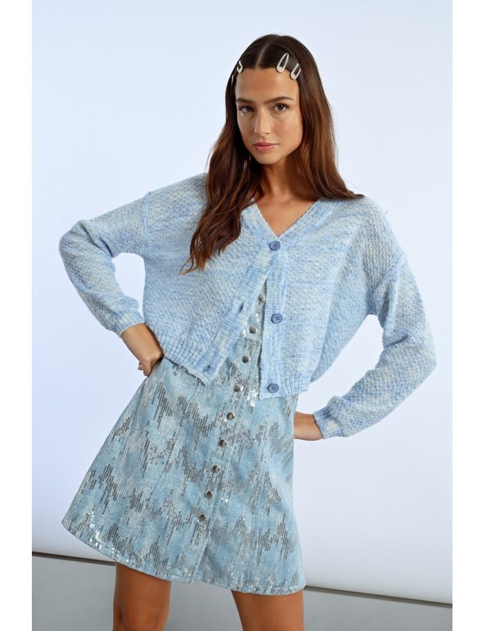 Lili Sidonio X Molly Bracken Gilet Crop En Maille BLUE