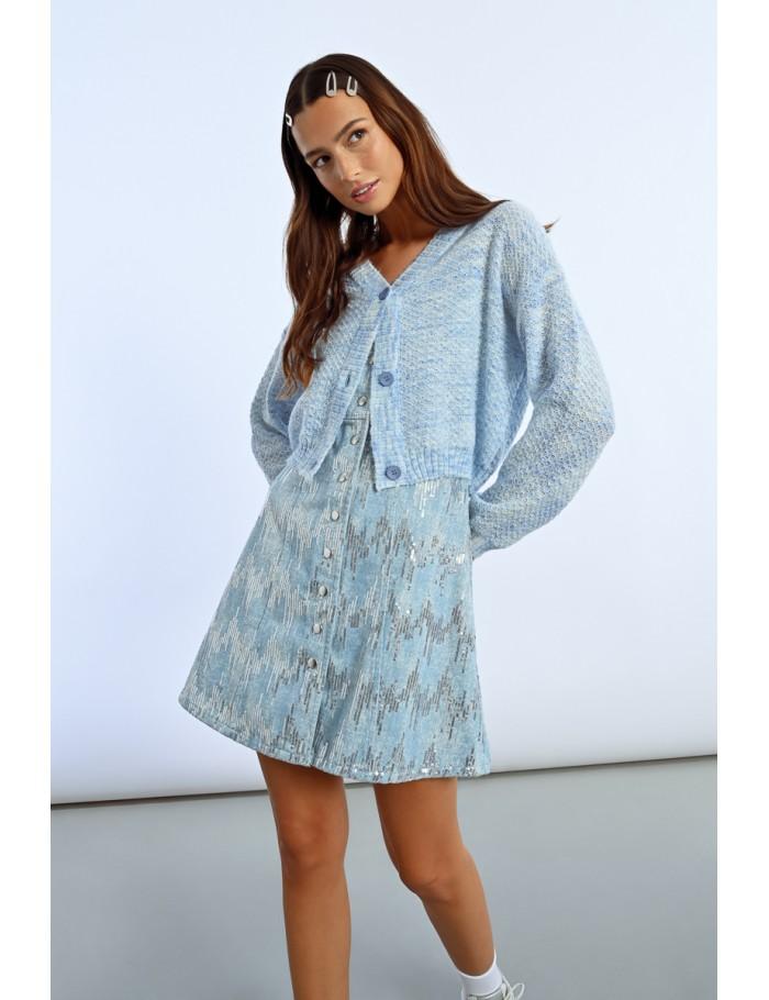 Lili Sidonio X Molly Bracken Gilet Crop En Maille BLUE