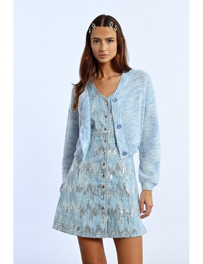 lili sidonio x molly bracken Gilet crop en maille BLUE