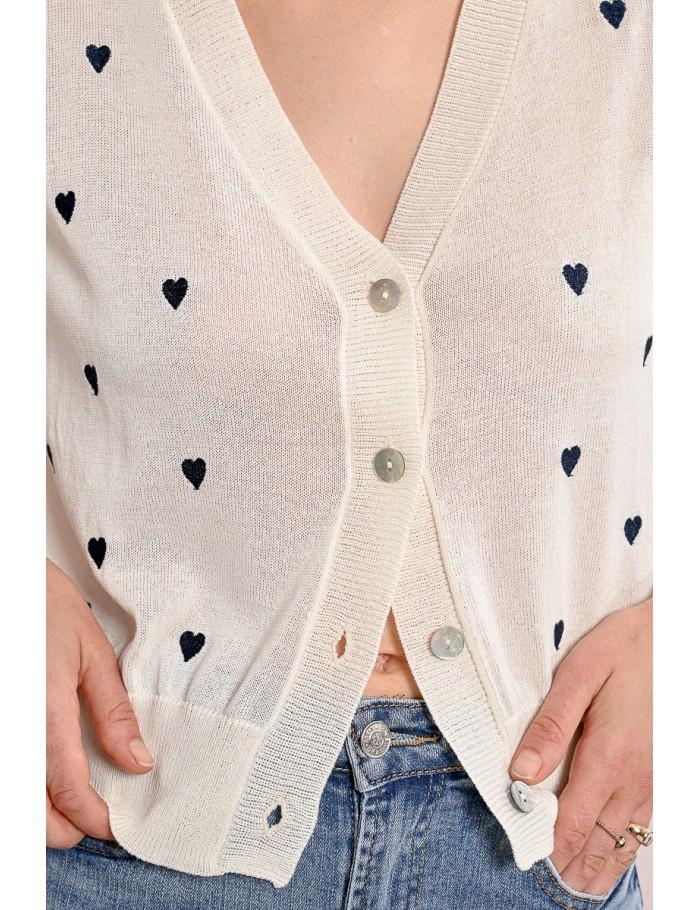 Lili Sidonio X Molly Bracken Gilet Crop Motif Cœur BLACK