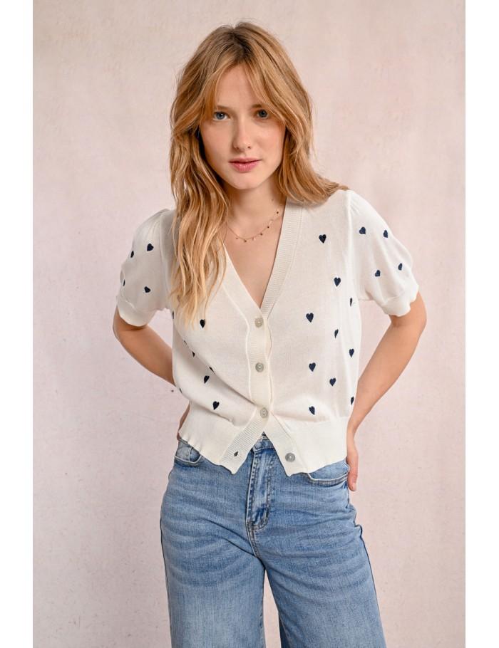 lili sidonio x molly bracken Gilet crop motif cœur BLACK