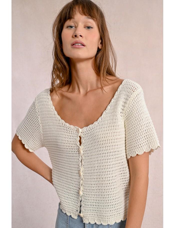 lili sidonio x molly bracken Gilet en crochet BLACK