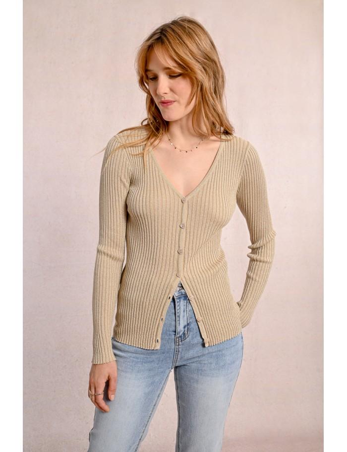 Lili Sidonio X Molly Bracken Gilet En Maille Côtelé GOLDEN BEIGE