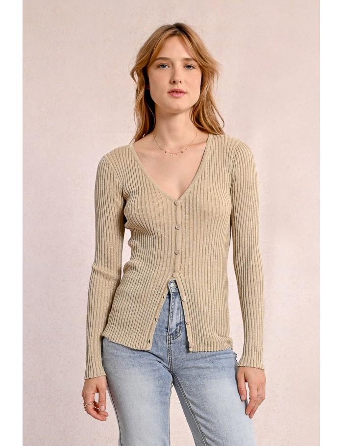 Lili Sidonio X Molly Bracken Gilet En Maille Côtelé GOLDEN BEIGE