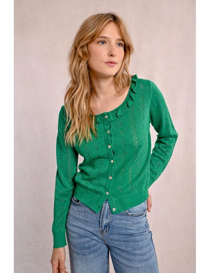 lili sidonio x molly bracken Gilet en maille fine boutonné VERT