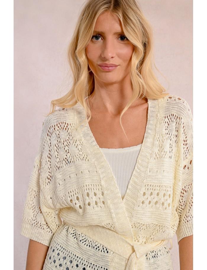 Lili Sidonio X Molly Bracken Gilet Nouable En Maille CRÈME