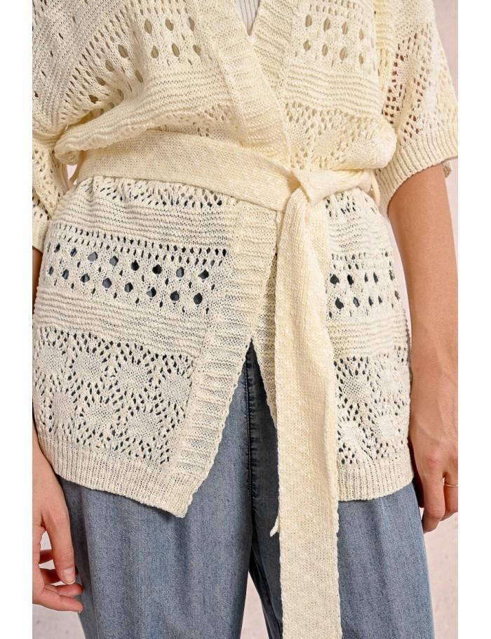 Lili Sidonio X Molly Bracken Gilet Nouable En Maille CRÈME
