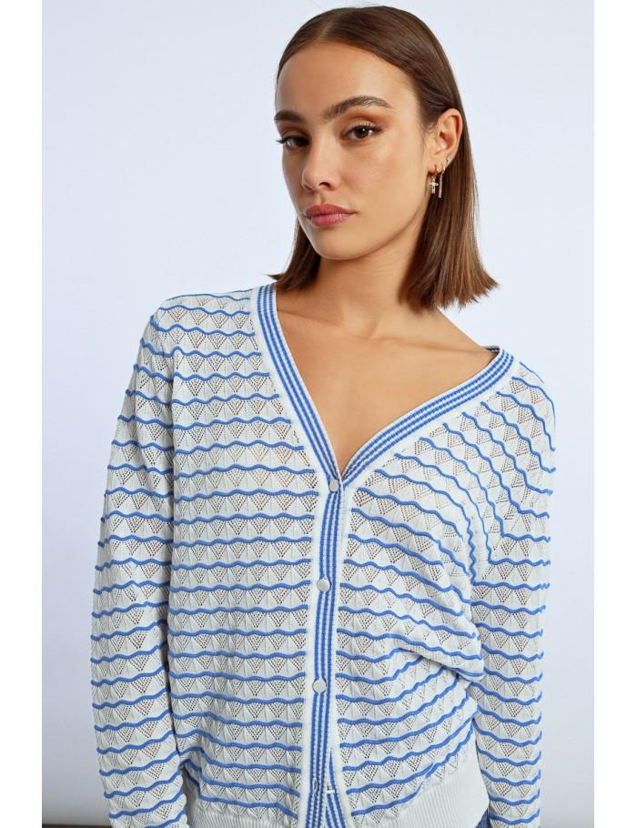 Lili Sidonio X Molly Bracken Gilet Rayé Oversize ÉCRU