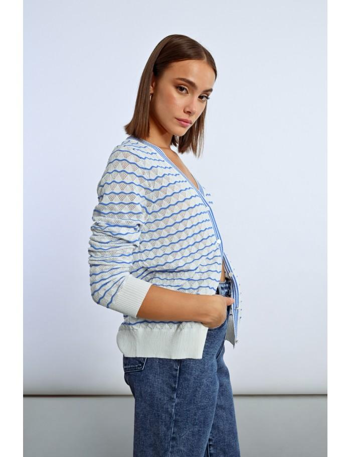 Lili Sidonio X Molly Bracken Gilet Rayé Oversize ÉCRU