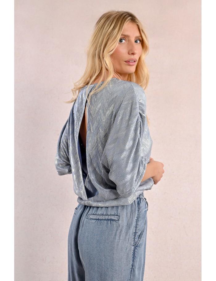 Lili Sidonio X Molly Bracken Haut Brillant Au Dos Ouvert LIGHT BLUE