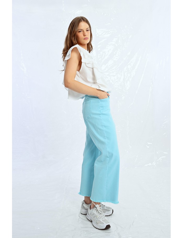 Lili Sidonio X Molly Bracken Jean Droit à Franges TURQUOISE