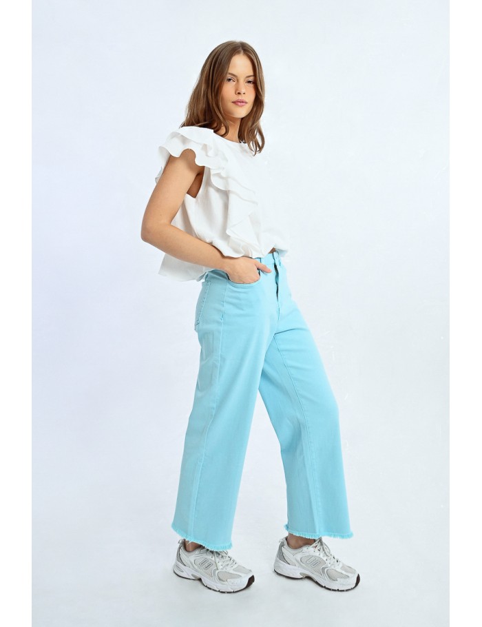 Lili Sidonio X Molly Bracken Jean Droit à Franges TURQUOISE