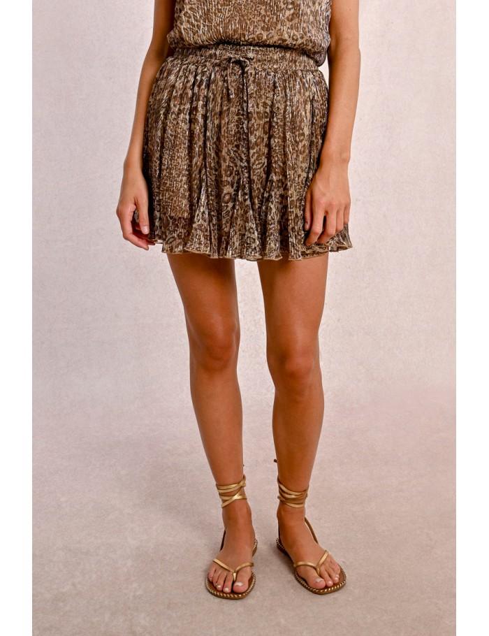 Lili Sidonio X Molly Bracken Jupe Courte à Volants Léopard BEIGE