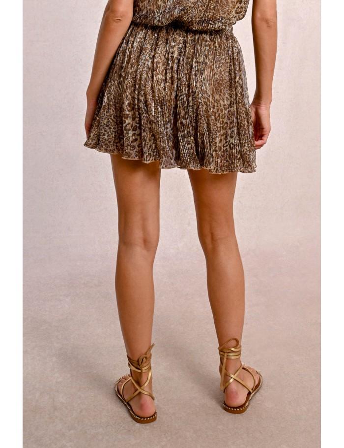 Lili Sidonio X Molly Bracken Jupe Courte à Volants Léopard BEIGE