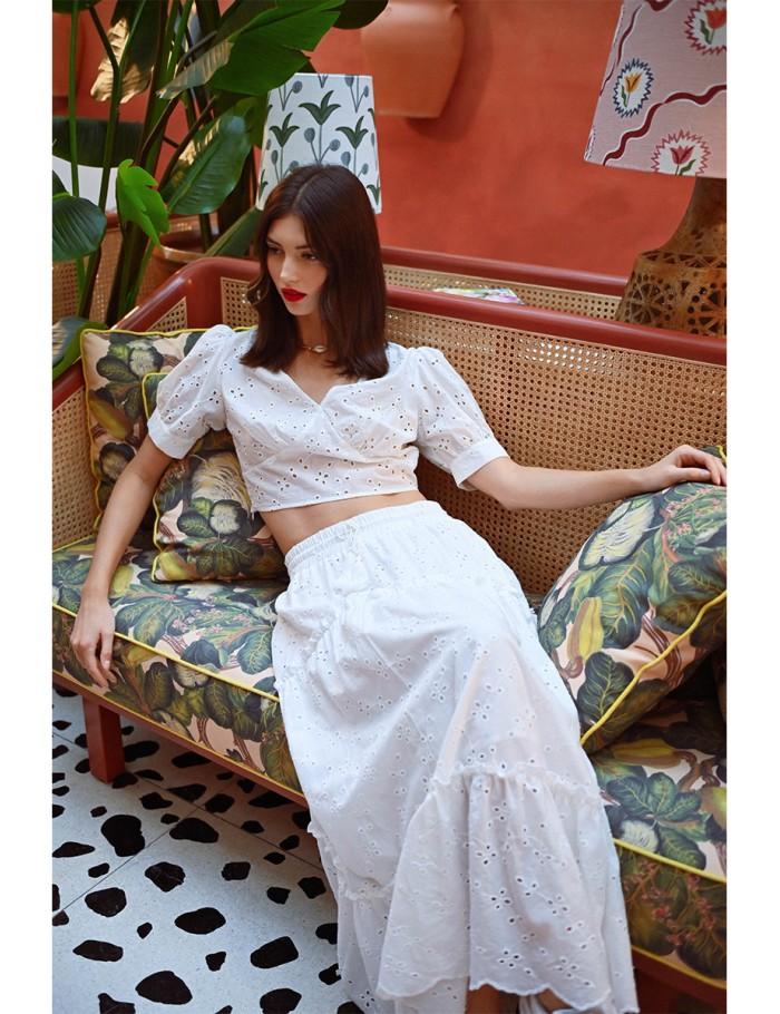 lili sidonio x molly bracken Jupe longue à broderies anglaises WHITE lili sidonio x molly bracken Jupe longue à broderies anglaises WHITE