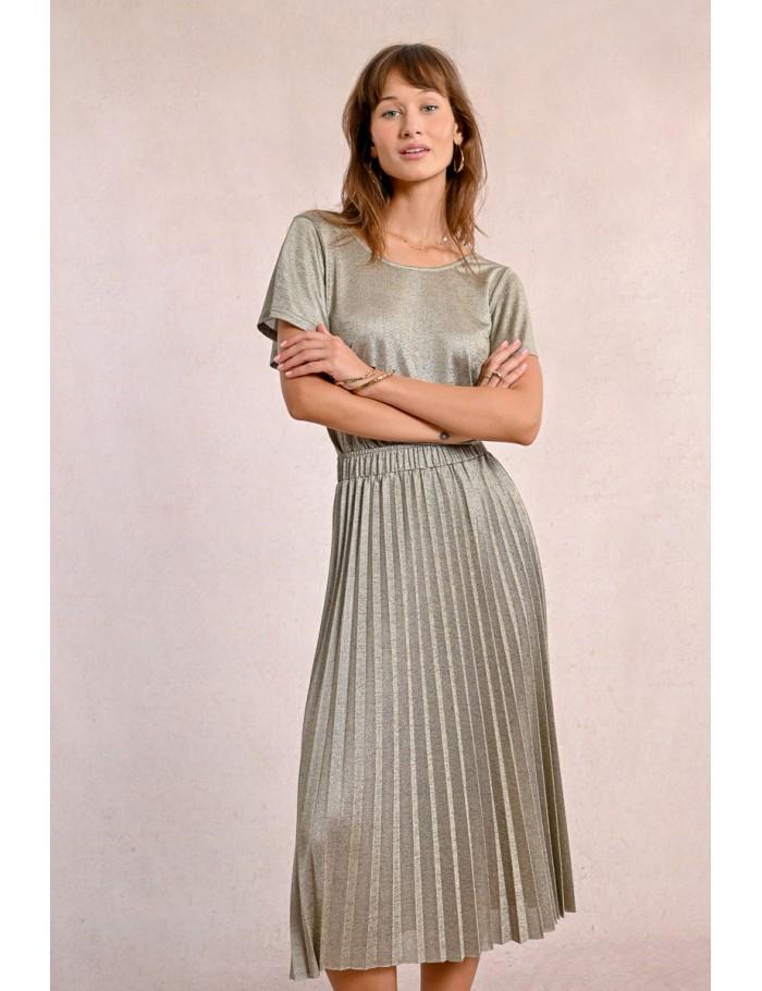 Lili Sidonio X Molly Bracken Jupe Longue Plissée Et Irisée BEIGE