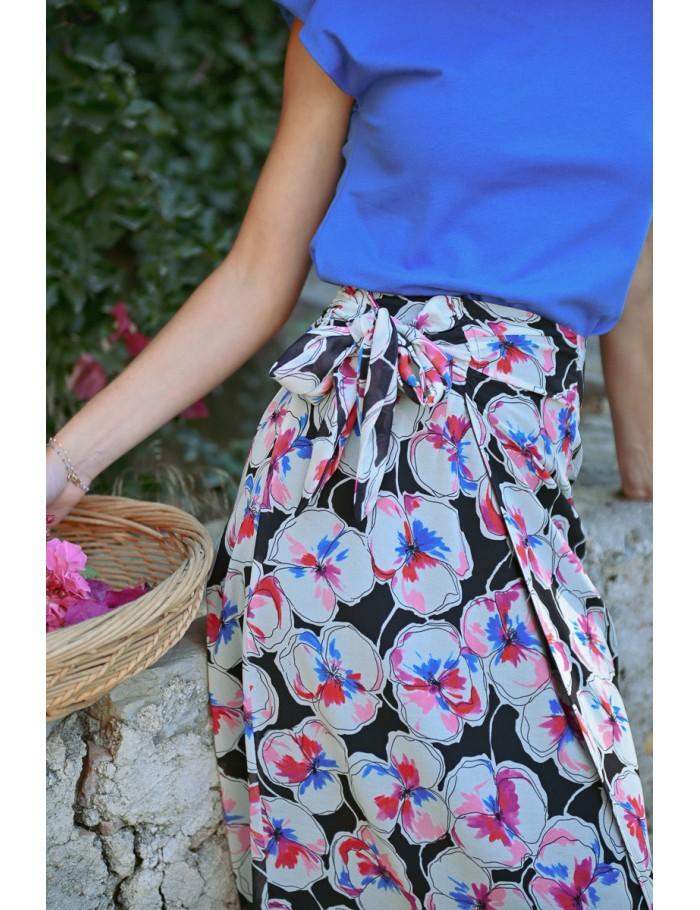 lili sidonio x molly bracken Jupe longue portefeuille imprimée BLACK BIANCA