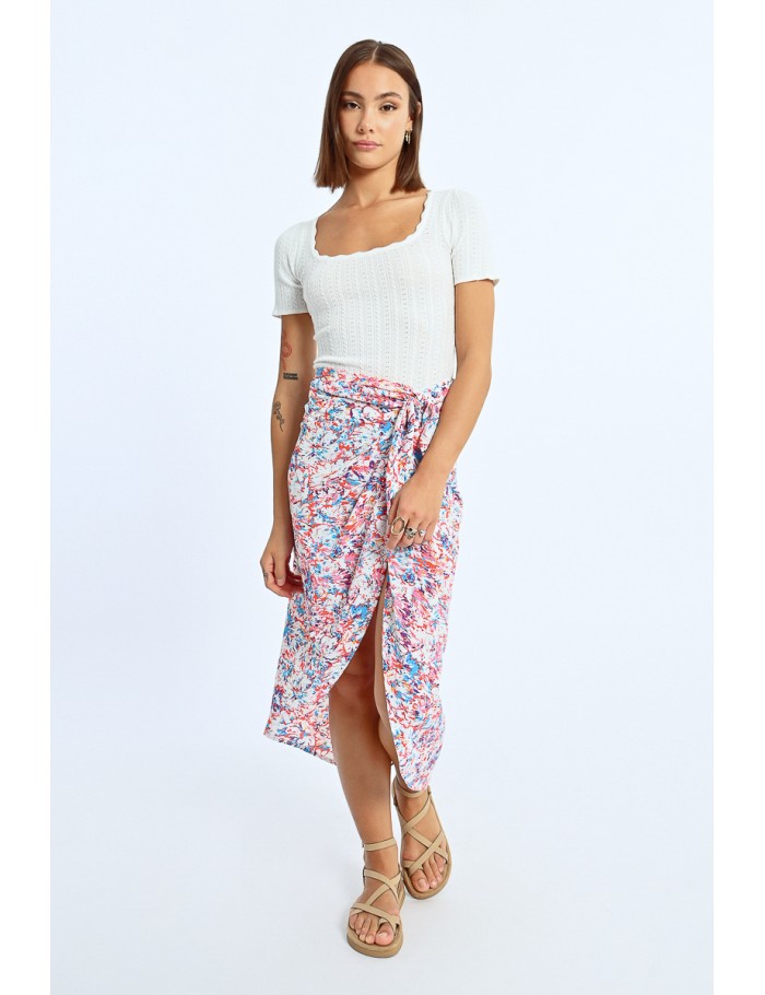 lili sidonio x molly bracken Jupe portefeuille à imprimé OFFWHITE CARMEN