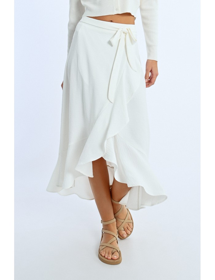 Lili Sidonio X Molly Bracken Jupe Portefeuille Volantée WHITE