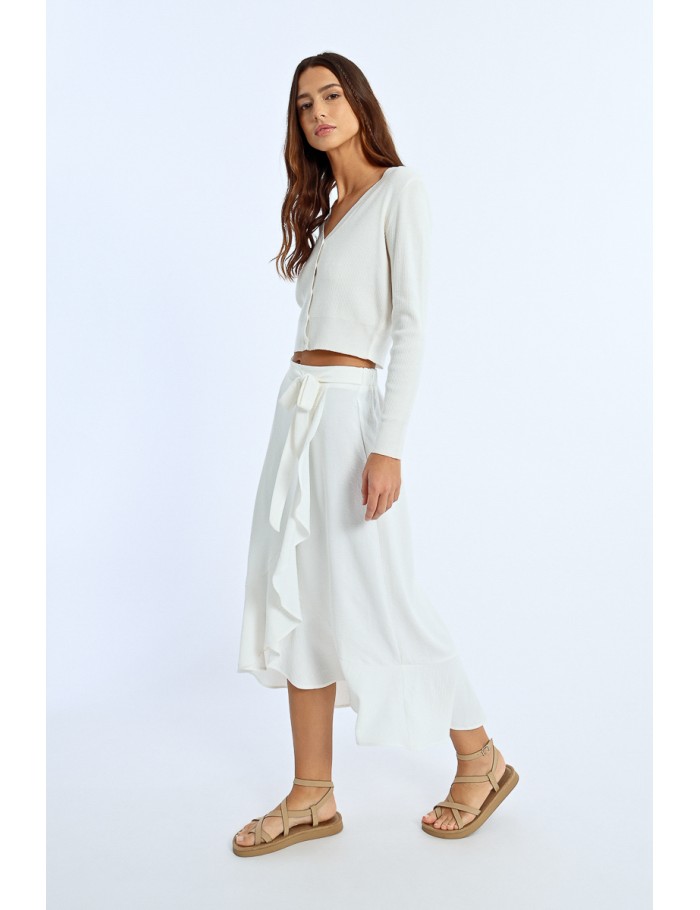 Lili Sidonio X Molly Bracken Jupe Portefeuille Volantée WHITE