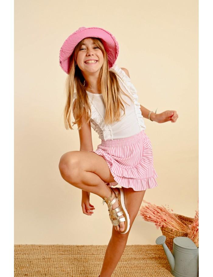 Lili Sidonio X Molly Bracken Jupe Rayée à Volants PINK