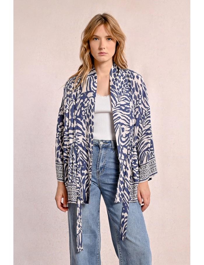 Lili Sidonio X Molly Bracken Kimono Zébré DENIM BLUE MAGGY