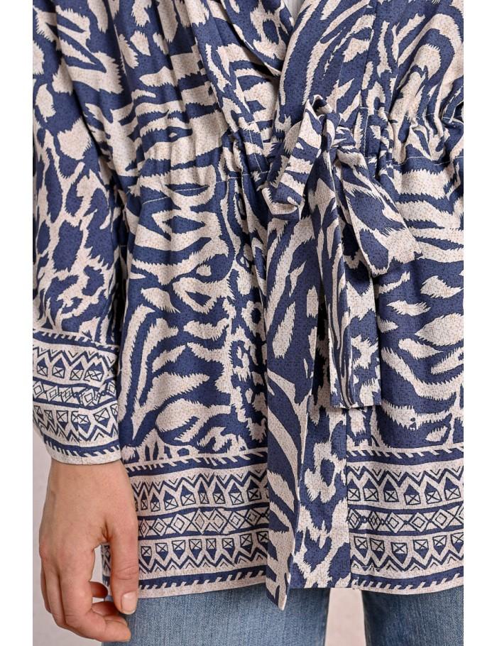 Lili Sidonio X Molly Bracken Kimono Zébré DENIM BLUE MAGGY