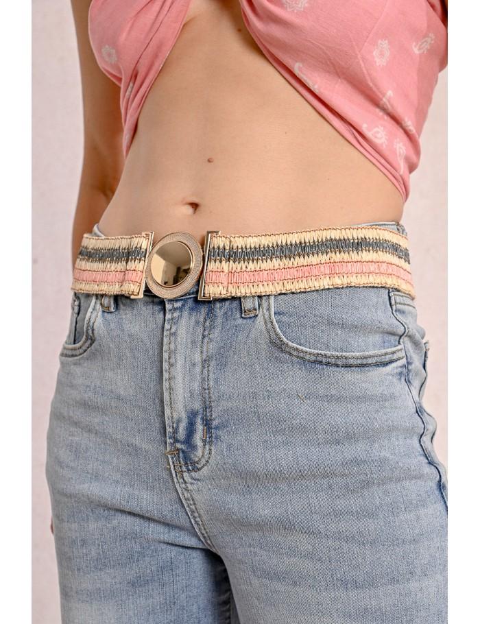 Lili Sidonio X Molly Bracken Large Ceinture Tressée à Clipser OFFWHITE/PINK