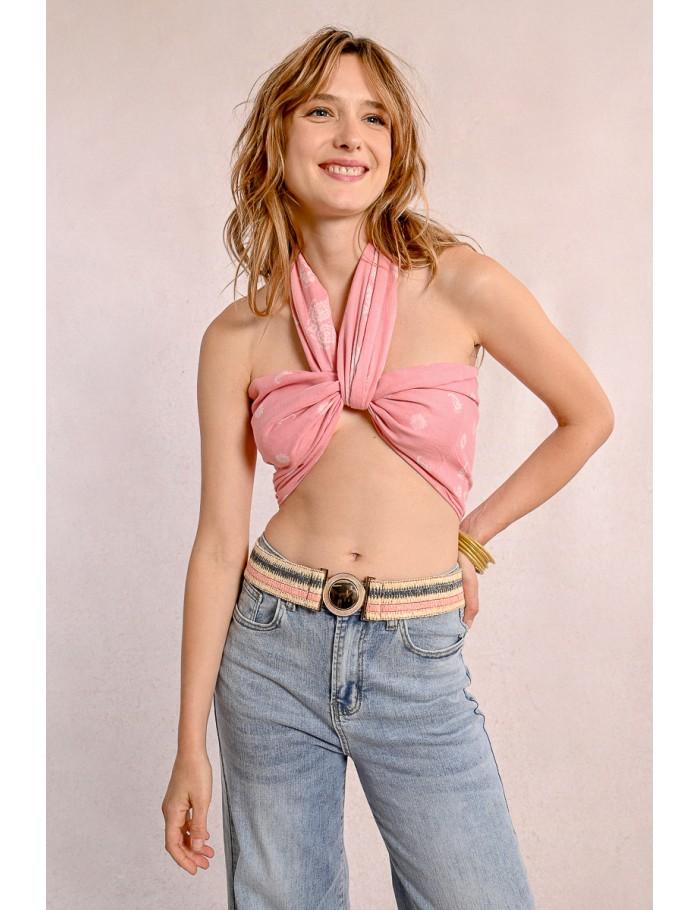 Lili Sidonio X Molly Bracken Large Ceinture Tressée à Clipser OFFWHITE/PINK