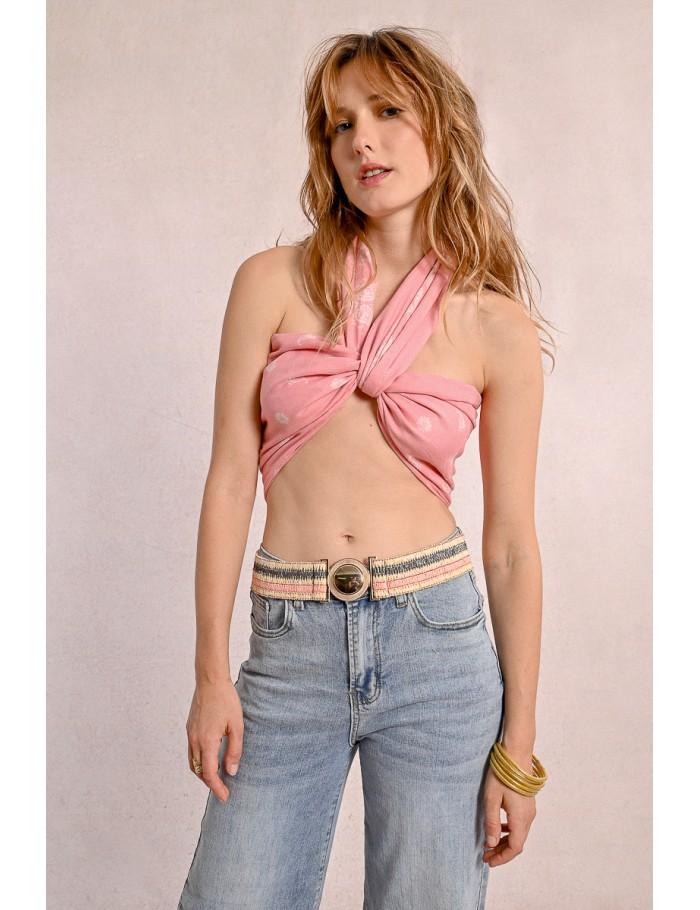 Lili Sidonio X Molly Bracken Large Ceinture Tressée à Clipser OFFWHITE/PINK