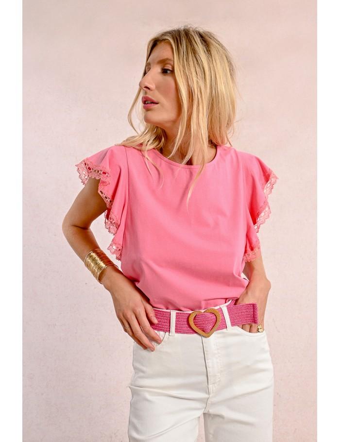 Lili Sidonio X Molly Bracken Large Ceinture Tressée Boucle Cœur PINK
