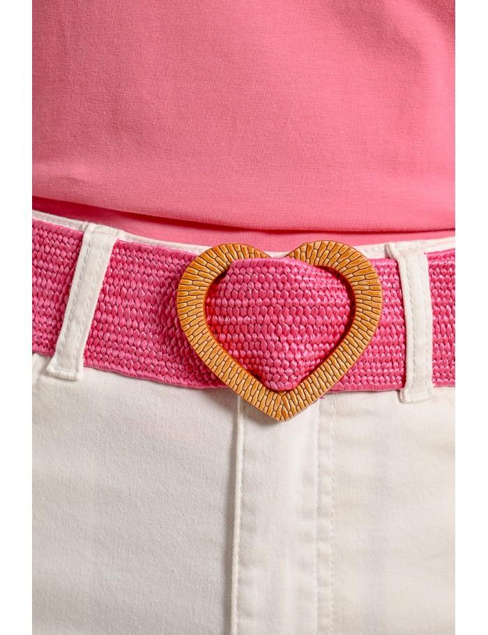 Lili Sidonio X Molly Bracken Large Ceinture Tressée Boucle Cœur PINK
