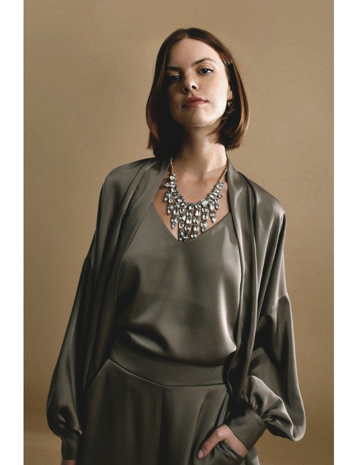 lili sidonio x molly bracken Caraco satiné KAKI