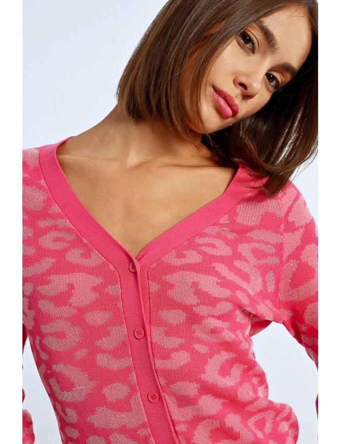 Lili Sidonio X Molly Bracken Gilet Léopard FUCHSIA