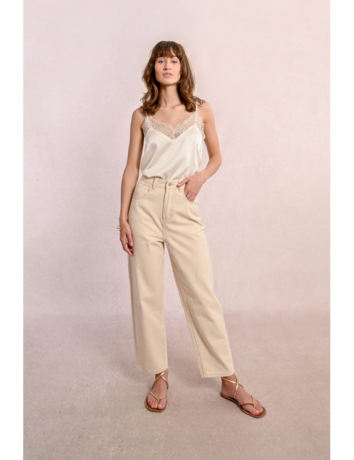 lili sidonio x molly bracken Pantalon droit CRÈME