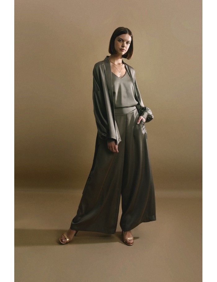 lili sidonio x molly bracken Pantalon palazzo KAKI