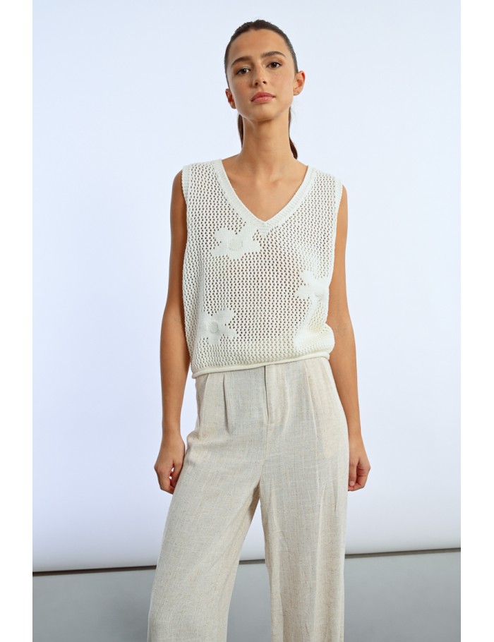 Lili Sidonio X Molly Bracken Polo En Crochet BEIGE