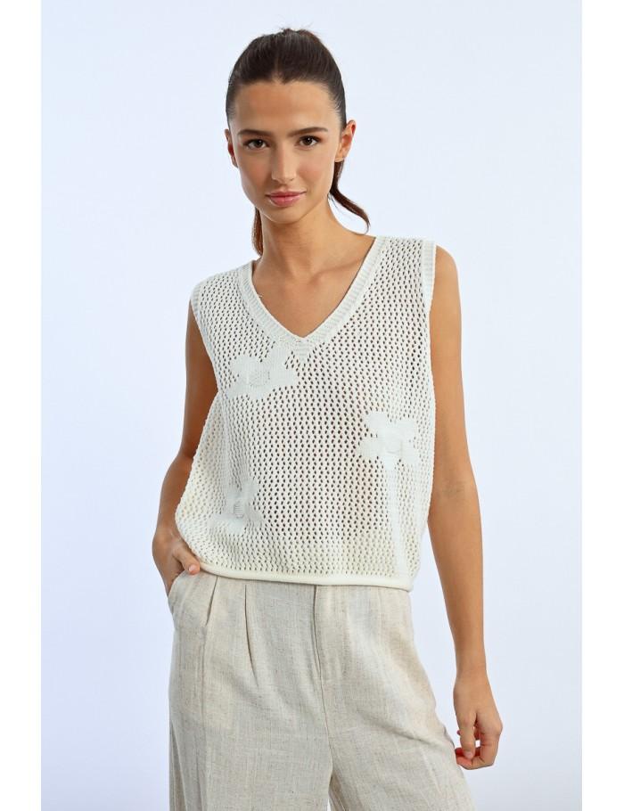 lili sidonio x molly bracken Polo en crochet BEIGE lili sidonio x molly bracken Polo en crochet BEIGE
