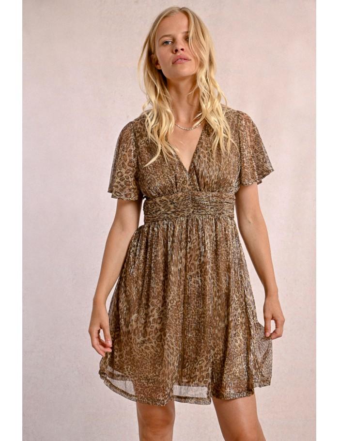 lili sidonio x molly bracken Robe léopard BEIGE