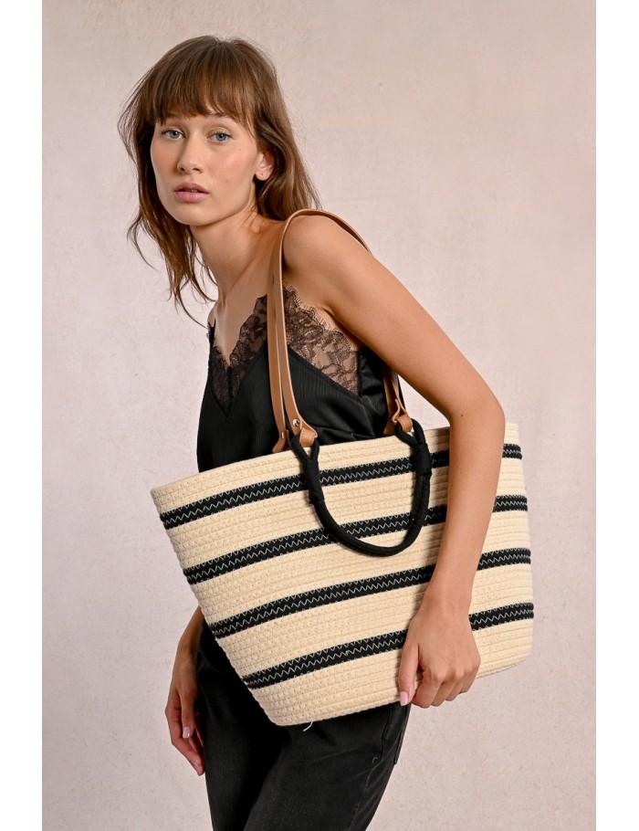 Lili Sidonio X Molly Bracken Sac Panier Rayé ÉCRU